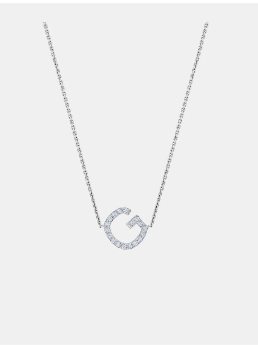 Isaac Mayer SLANTED DIAMOND INITIAL NECKLACE in white gold - G